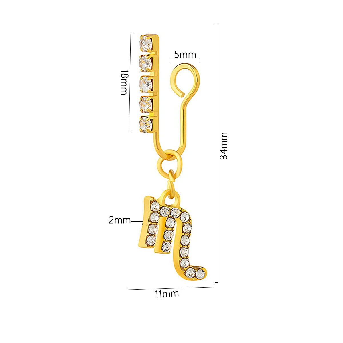 Body Jewelry Ear - 2 Pack Ear Clips Metal Zircon