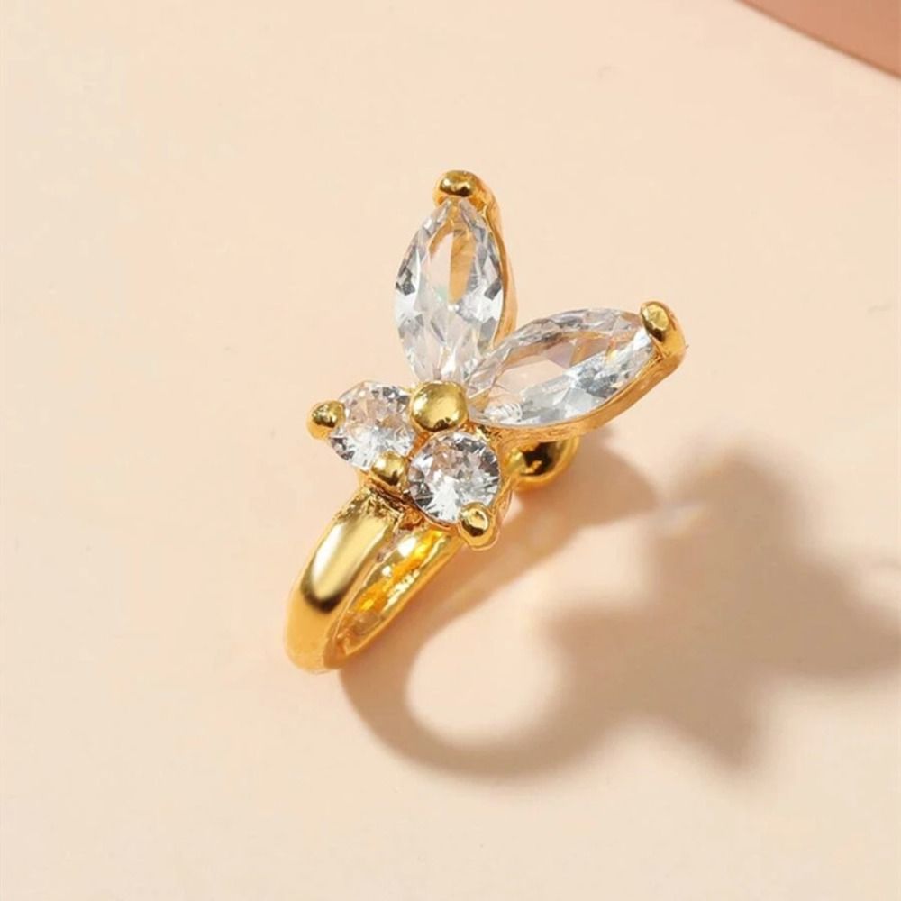 Body Jewelry Ear - Rhinestone Butterfly Nose Ring Zircon Copper