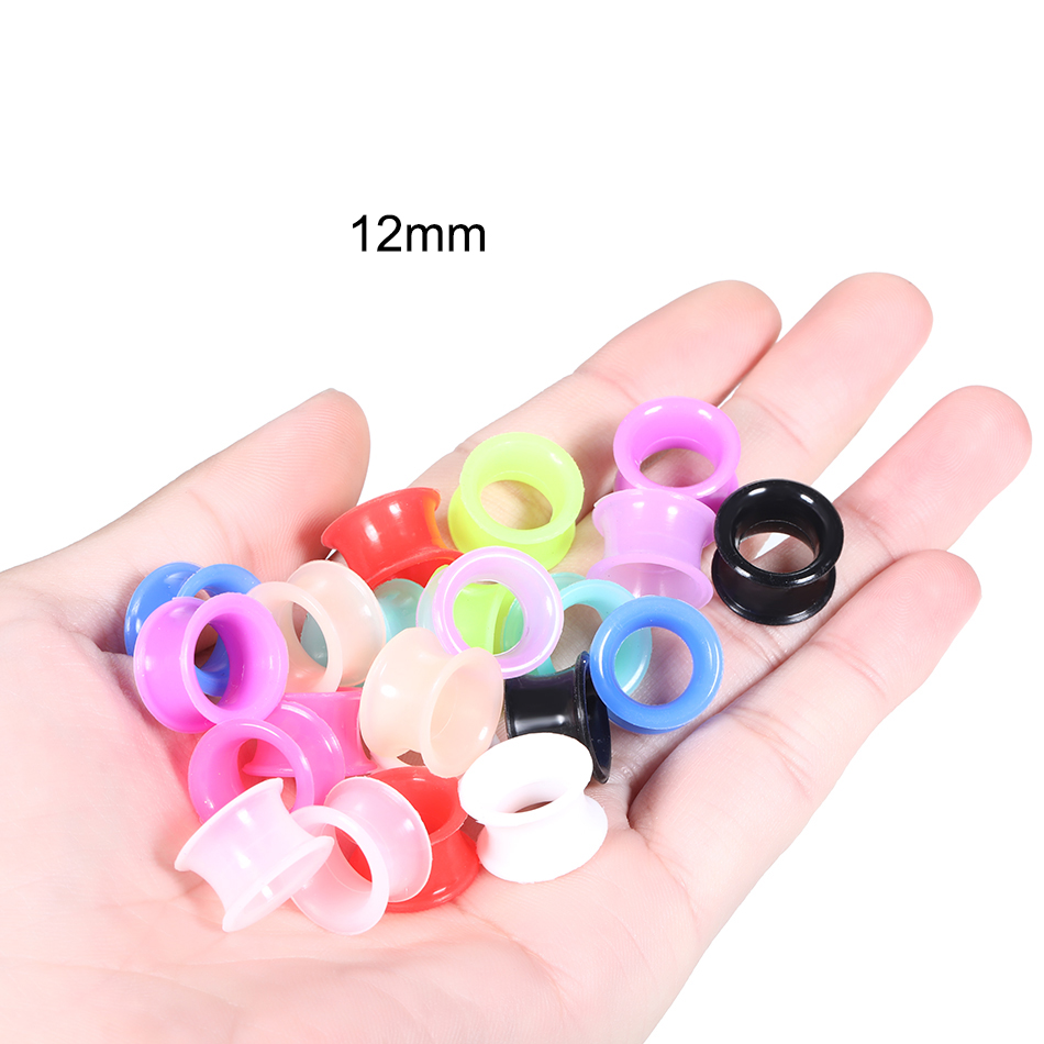 Body Jewelry Ear Gauges - 24Pcs Silicone High Double Flared Ear