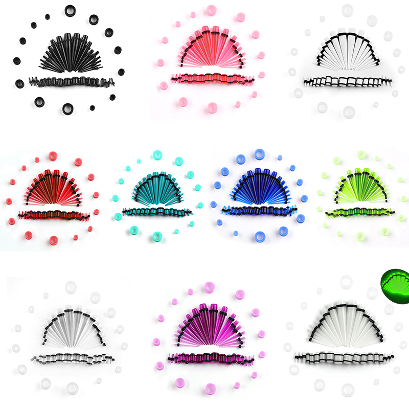 Body Jewelry Ear Gauges - 50pcs Acrylic Spike Ear Gauges Set