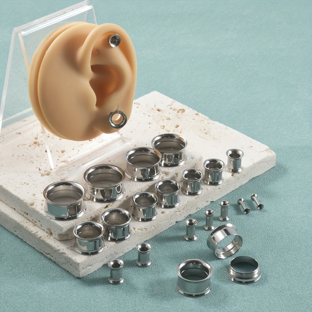 Body Jewelry Ear Gauges - 1 Pair/12 Pairs Set Stainless Steel