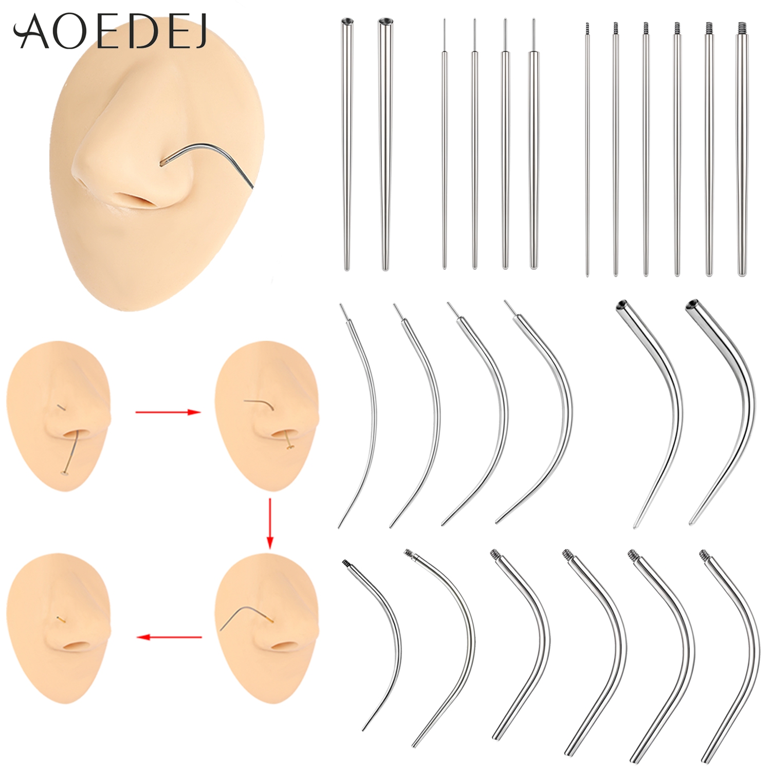 Nostril Screw Pin - AOEDEJ 1 Piece Stainless Steel Piercing