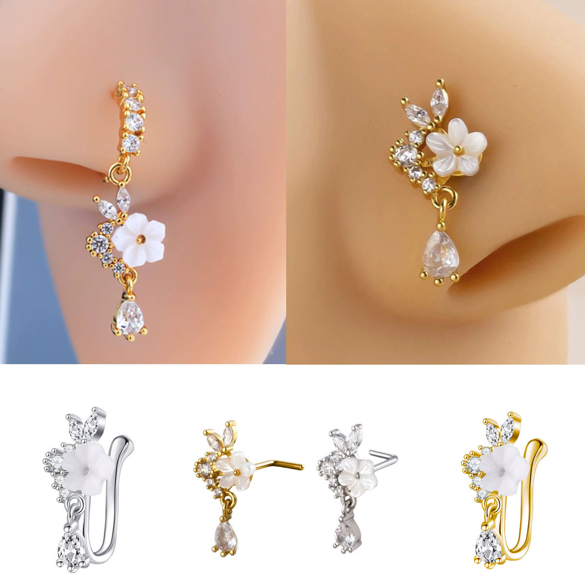 Gold Flower Nose Ring with Dan - Body Jewelry Nose Ring review and price