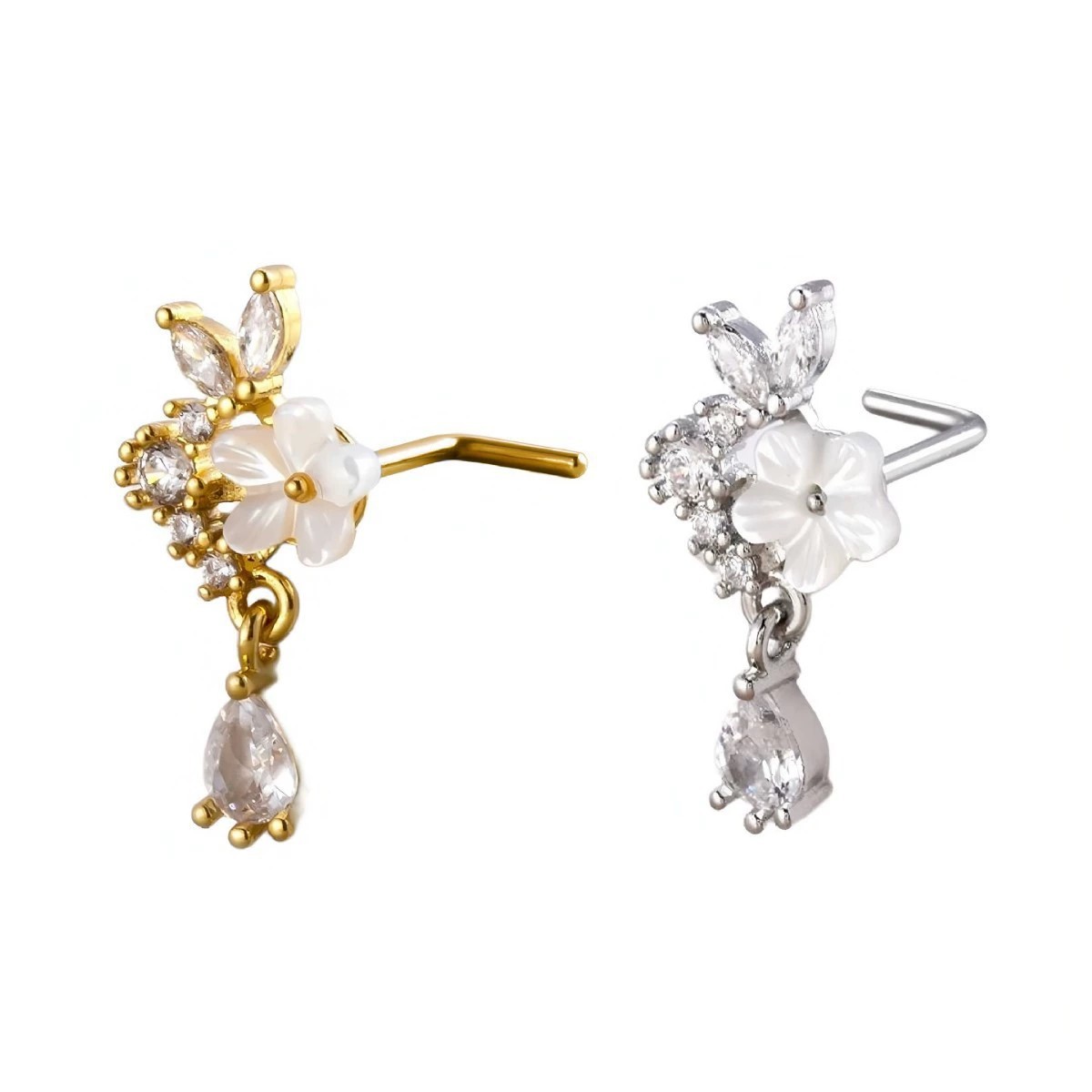 Gold Flower Nose Ring with Dan - Body Jewelry Nose Ring review and price