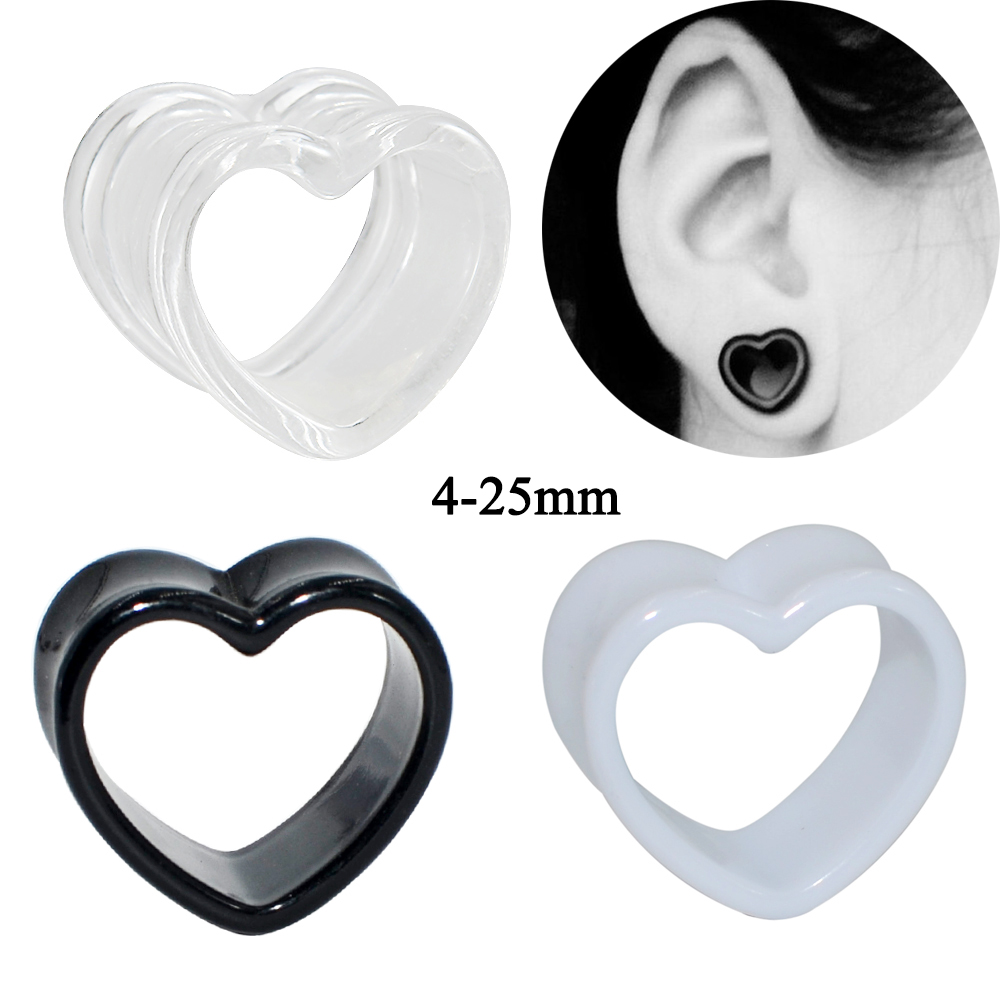 Acrylic Love Black White Heart - Body Jewelry Ear Gauges review and price