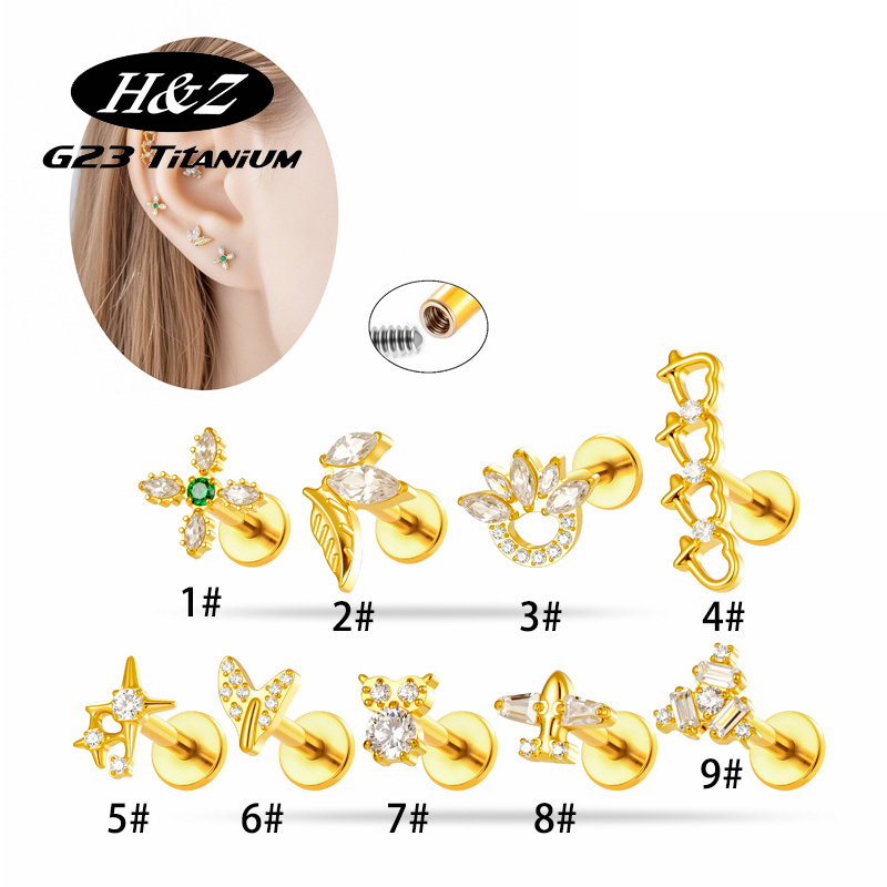 1PC G23 Titanium16G Flower CZ  - Body Jewelry Implant Grade Titanium review and price