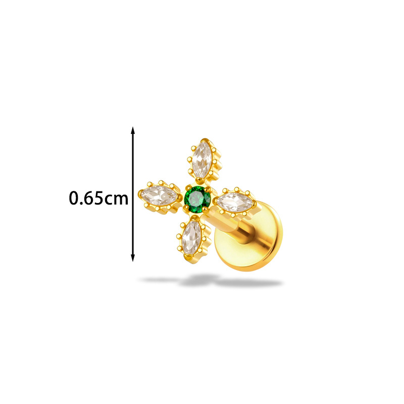 1PC G23 Titanium16G Flower CZ  - Body Jewelry Implant Grade Titanium review and price