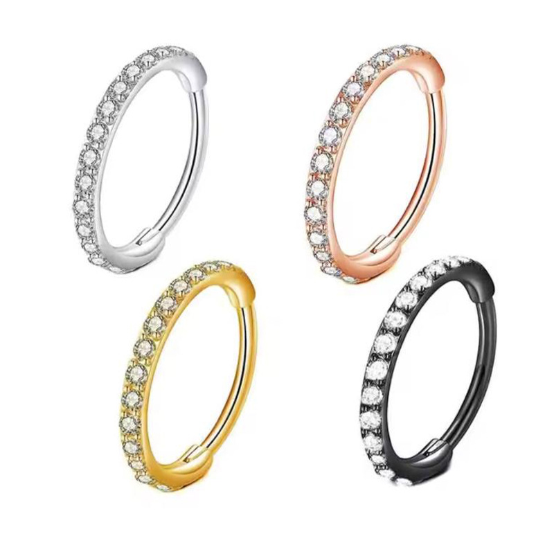 16G Clear CZ Nose Ring Hoop 31 - Body Jewelry Ear review and price