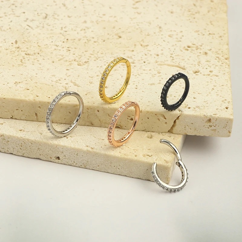 16G Clear CZ Nose Ring Hoop 31 - Body Jewelry Ear review and price