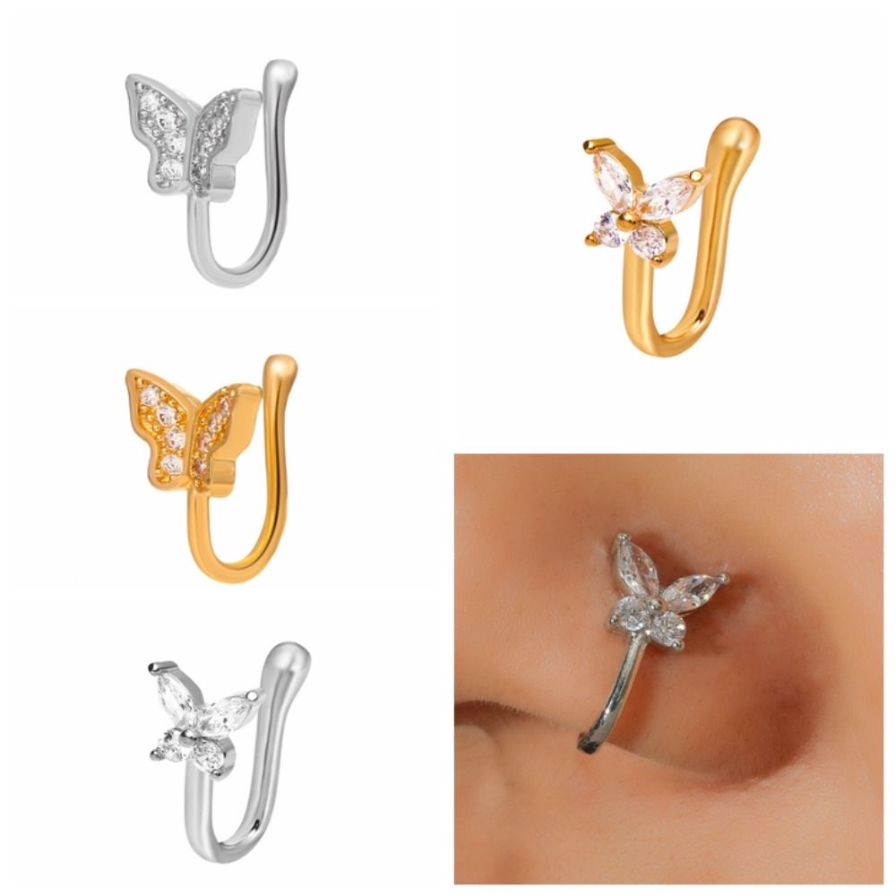 Rhinestone Butterfly Nose Ring - Body Jewelry Ear review and price