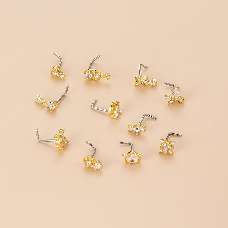 20G L-Shaped Cubic Zircon Nose - Body Jewelry Ear review and price
