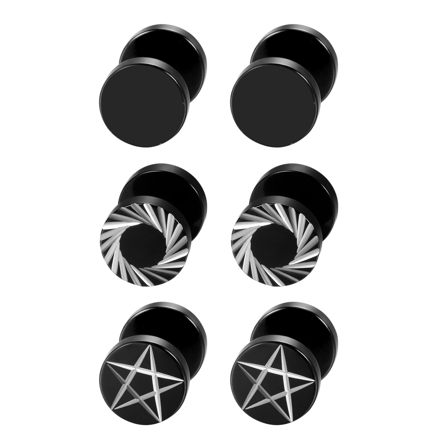 2Pcs/6Pcs Black Stainless Stee - Body Jewelry Ear Gauges review and price