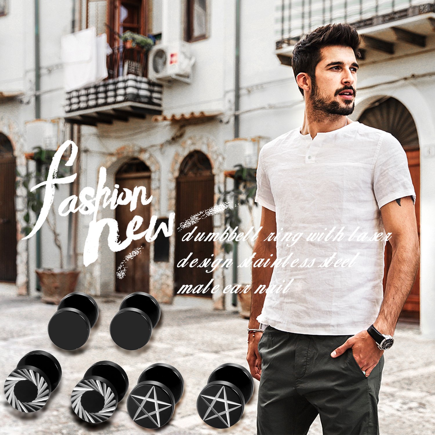 2Pcs/6Pcs Black Stainless Stee - Body Jewelry Ear Gauges review and price
