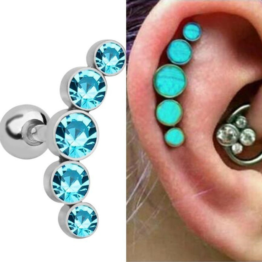 1Pcs Fashion 16G Crystal Gem O - Body Jewelry Ear review and price