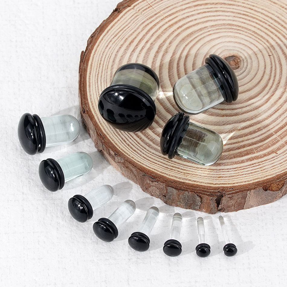 2pcs Glass Ear Gauges Stretchi - Body Jewelry Ear Gauges review and price