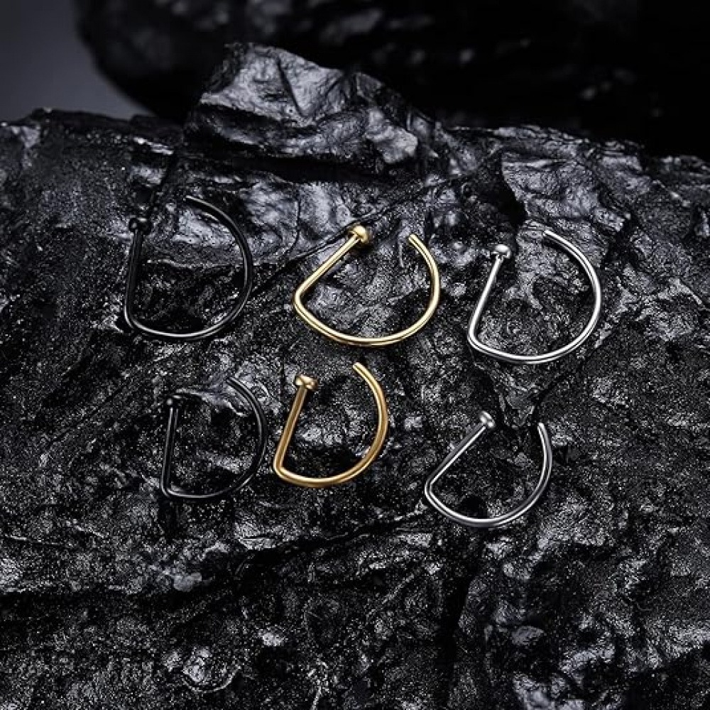 4 Pack Non Piercing D-Shaped N - Body Jewelry Nose Ring review and price