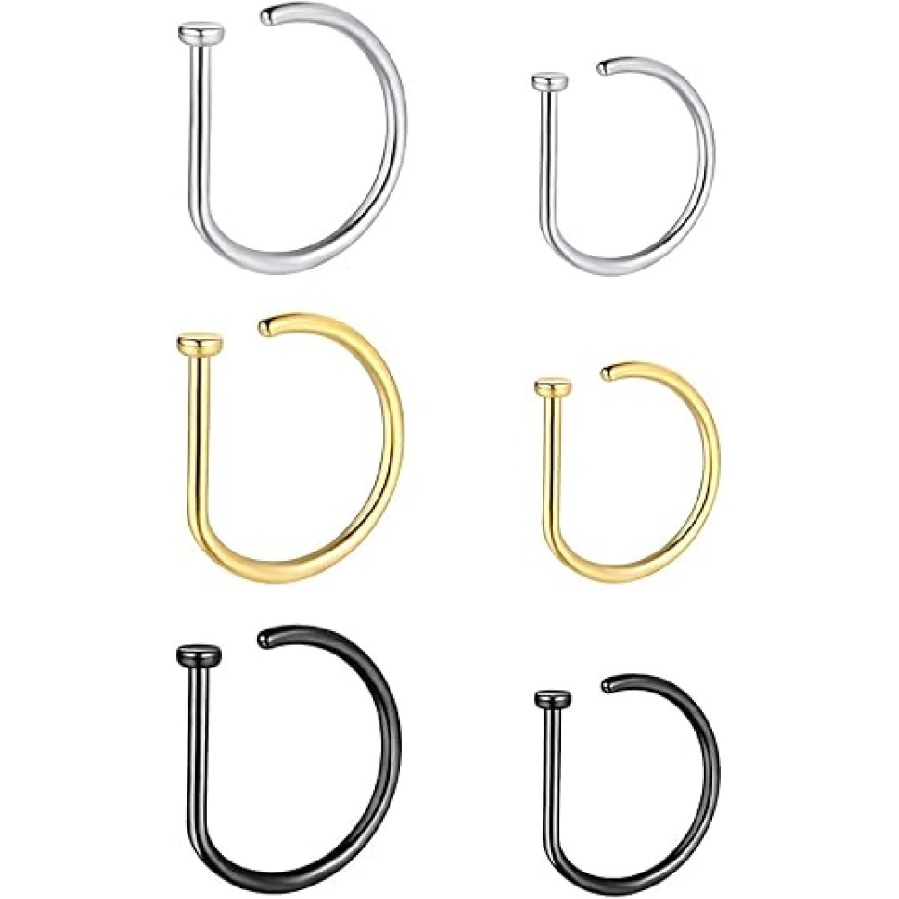 4 Pack Non Piercing D-Shaped N - Body Jewelry Nose Ring review and price