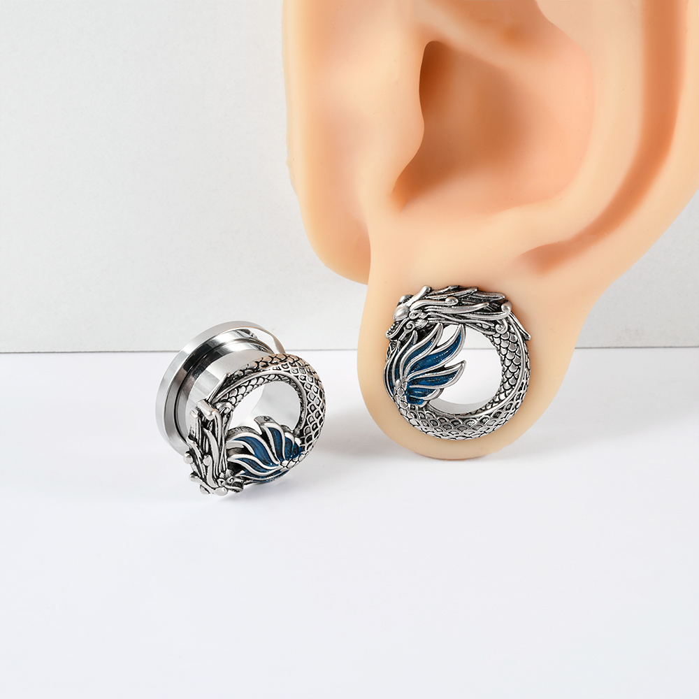 1-2PCS Vintage Chiness Dragon  - Body Jewelry Ear Gauges review and price