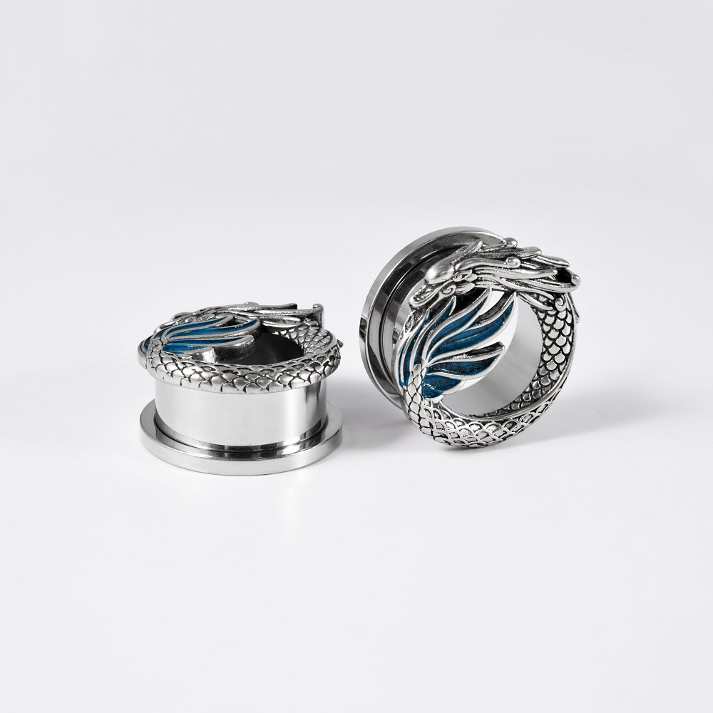 1-2PCS Vintage Chiness Dragon  - Body Jewelry Ear Gauges review and price