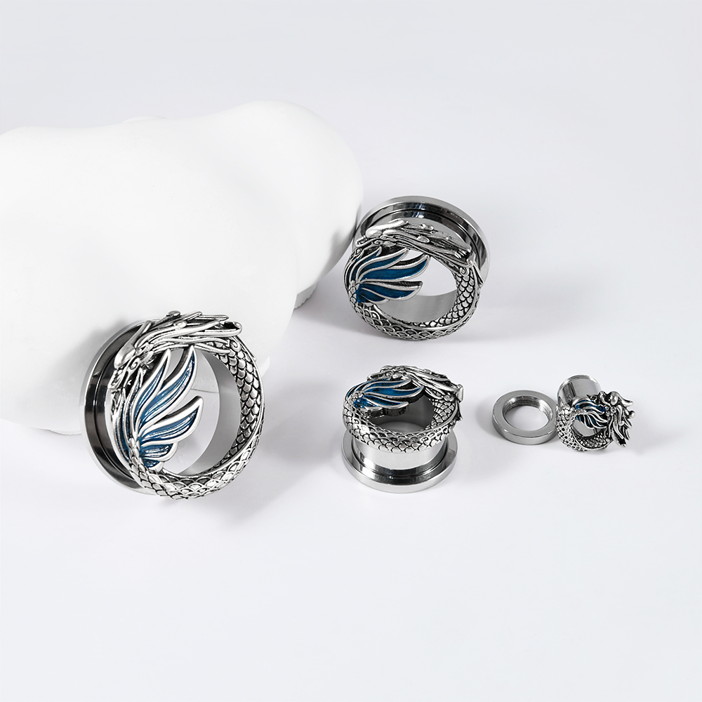 1-2PCS Vintage Chiness Dragon  - Body Jewelry Ear Gauges review and price