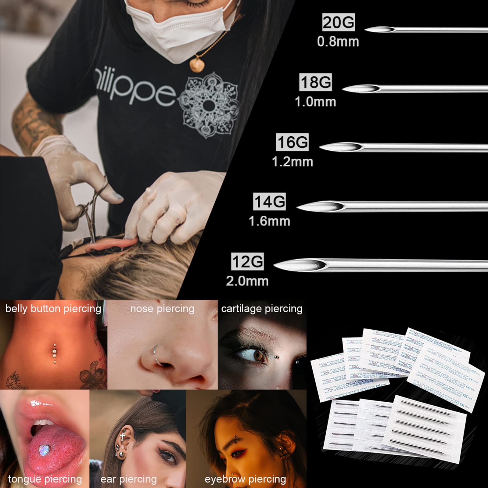100Pcs 6G-20G Gauge Sterile Di - Body Jewelry Ear Gauges review and price