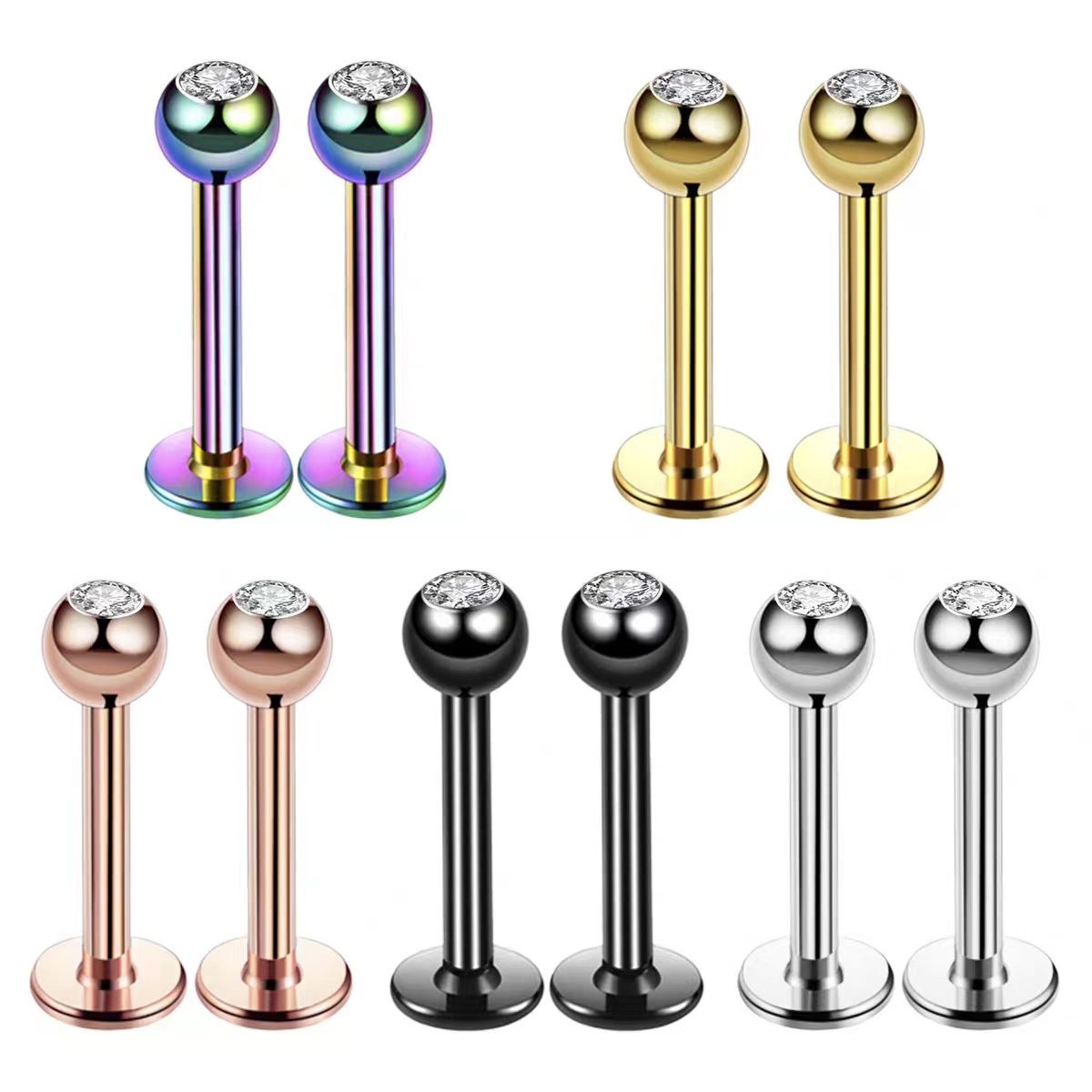 16G Surgical Steel Ball Top CZ - Body Jewelry Ear review and price