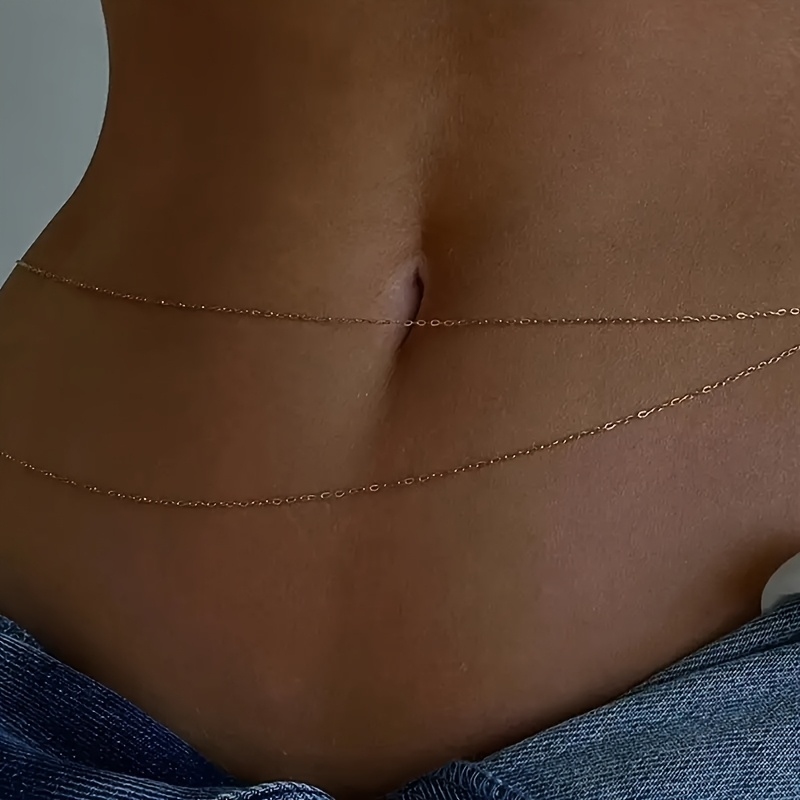 1Double-layer gold metal waist - Body Jewelry Waist Chains review and price