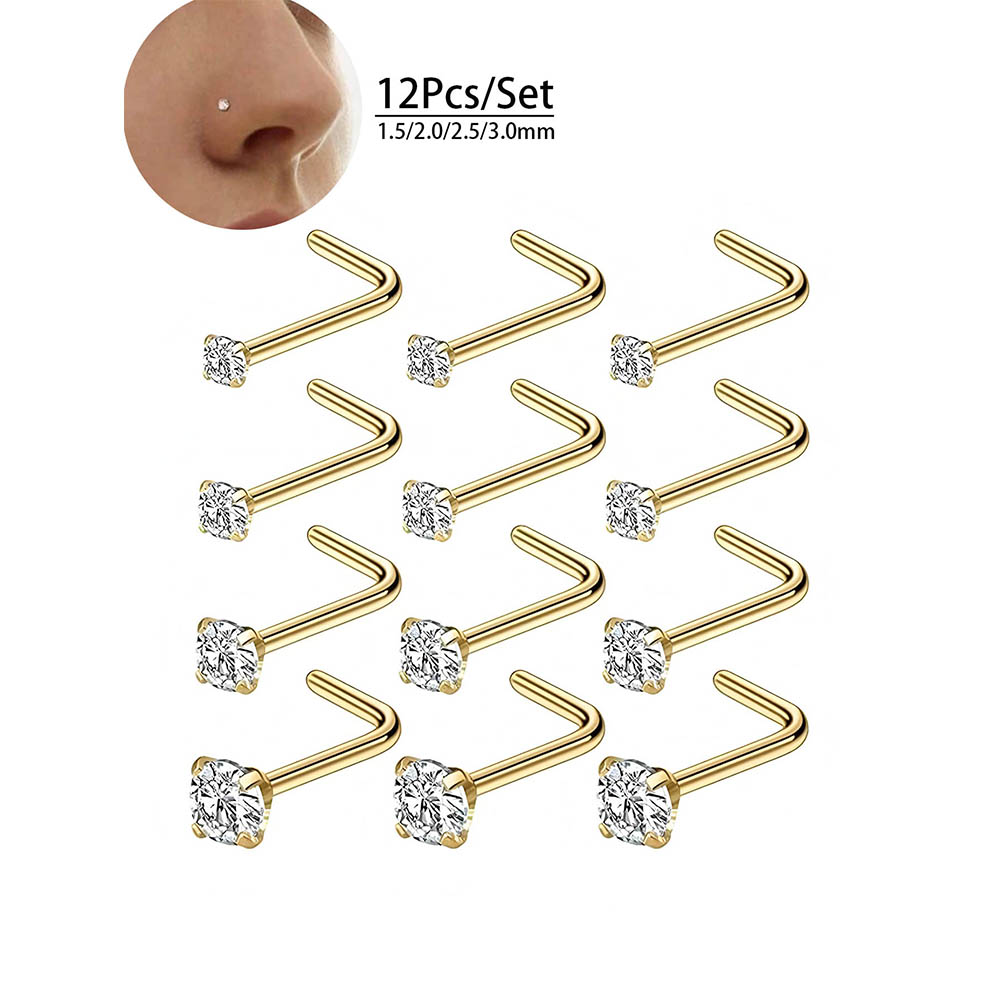 12-Piece Full Set 316L Hypoall - Body Jewelry Nose Ring review and price